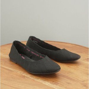 Skechers Womens Cleo Ballet Flats Shoes Slip On Black Fabric Pointed Toe Size 10